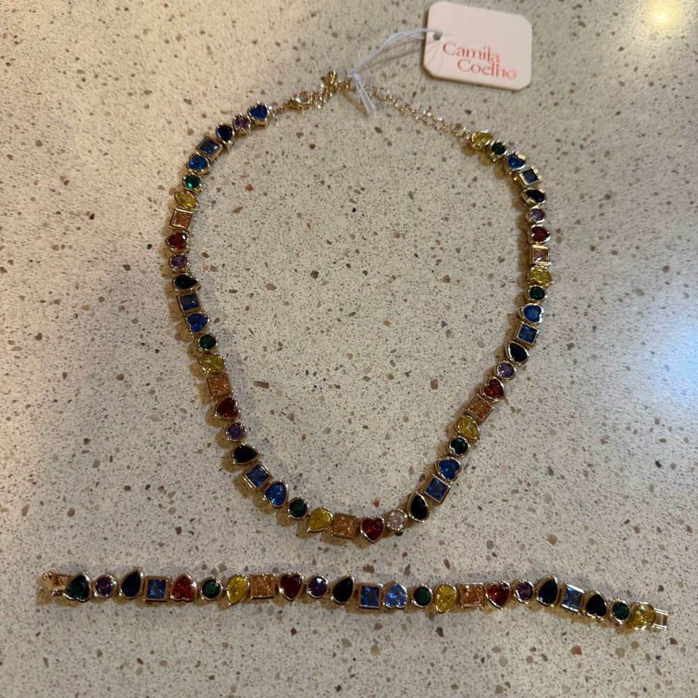 Camila Coelho Vibrant Gemstone Necklace and Bracelet